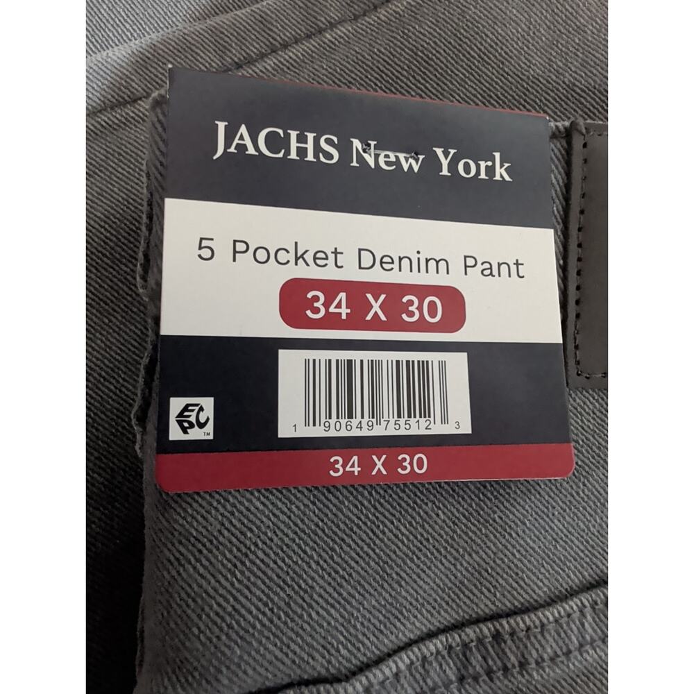 Jachs NY Men's 5 Pocket Denim Pant Gray Size 34x30 - Picture 4 of 5